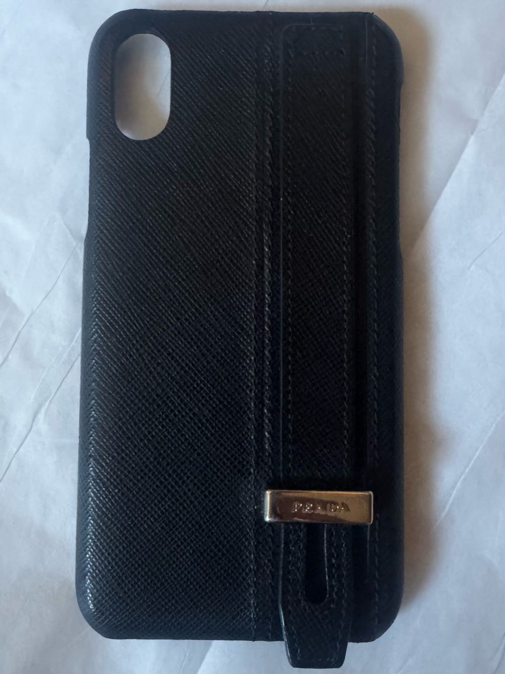 Prada iPhone X/XS Saffiano Leather Hard Phone Case w/Handle Strap